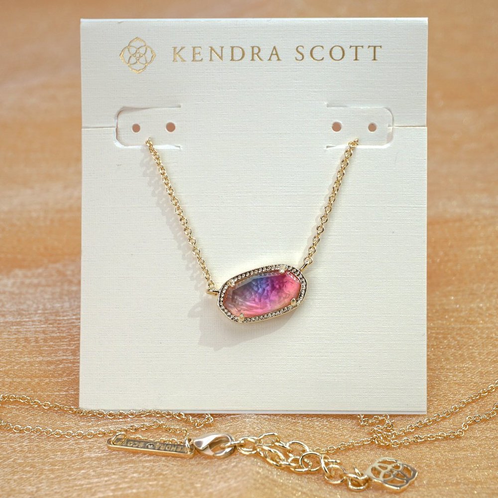 Kendra Scott Elisa Gold Necklace in Watercolor Illusion + Dust Bag